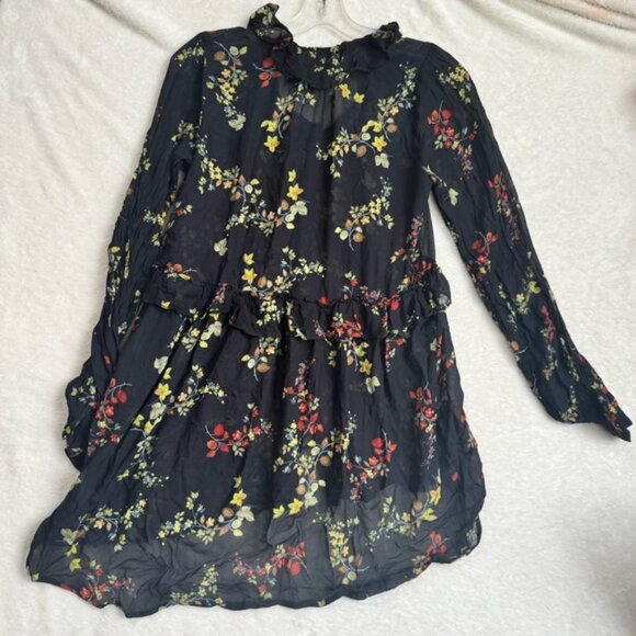 Anthropologie Floral Jamison Ruffles Flowy Blouse Whimsy Goth Tunic Top Boho M - Picture 3 of 16